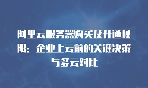 阿里云服务器购买及开通权限：企业上云前的关键决策与多云对比