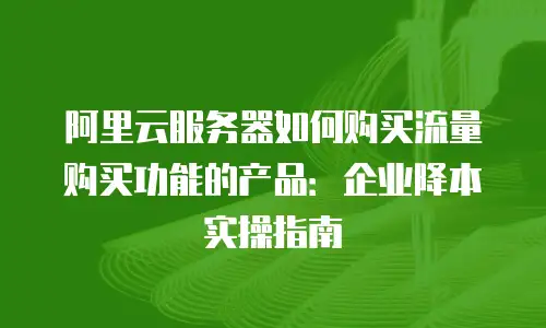 阿里云服务器如何购买流量购买功能的产品：企业降本实操指南
