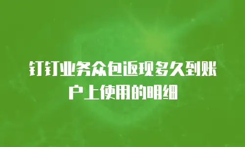 钉钉业务众包返现多久到账户上使用的明细