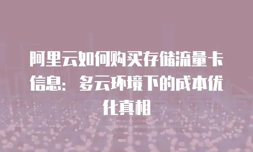 阿里云如何购买存储流量卡信息：多云环境下的成本优化真相
