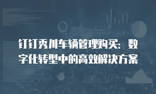 钉钉秀川车辆管理购买：数字化转型中的高效解决方案