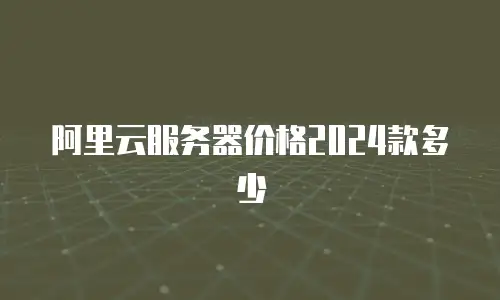 阿里云服务器价格2024款多少
