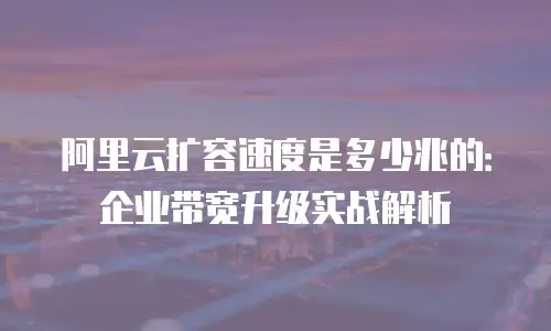 阿里云扩容速度是多少兆的：企业带宽升级实战解析