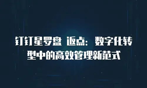 钉钉星罗盘 返点：数字化转型中的高效管理新范式