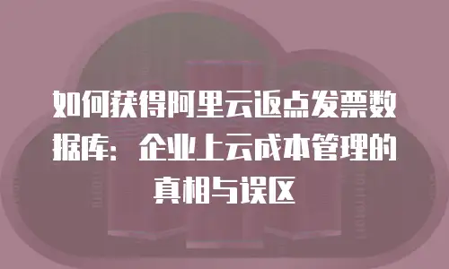 如何获得阿里云返点发票数据库：企业上云成本管理的真相与误区