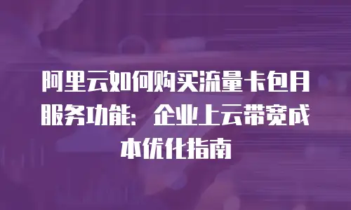 阿里云如何购买流量卡包月服务功能：企业上云带宽成本优化指南