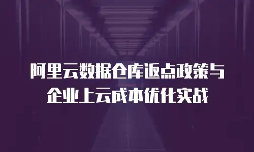 阿里云数据仓库返点政策与企业上云成本优化实战