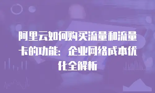 阿里云如何购买流量和流量卡的功能：企业网络成本优化全解析