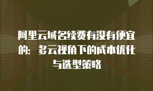 阿里云域名续费有没有便宜的：多云视角下的成本优化与选型策略