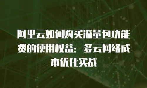 阿里云如何购买流量包功能费的使用权益：多云网络成本优化实战