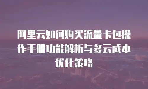 阿里云如何购买流量卡包操作手册功能解析与多云成本优化策略