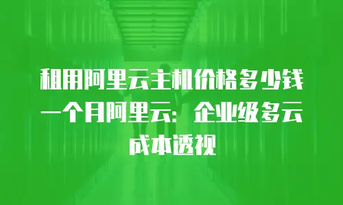 租用阿里云主机价格多少钱一个月阿里云：企业级多云成本透视