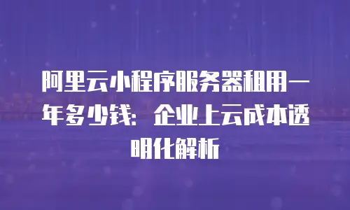 阿里云小程序服务器租用一年多少钱：企业上云成本透明化解析