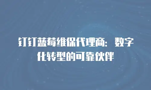 钉钉蓝莓维保代理商：数字化转型的可靠伙伴