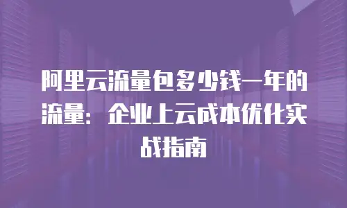 阿里云流量包多少钱一年的流量：企业上云成本优化实战指南