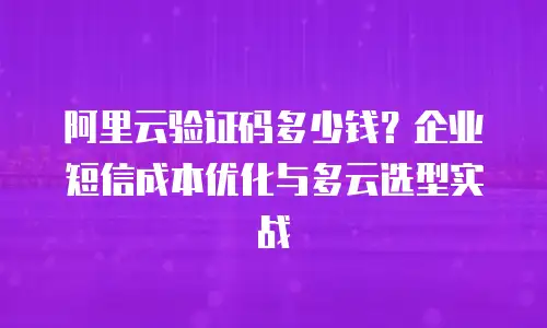 阿里云验证码多少钱？企业短信成本优化与多云选型实战