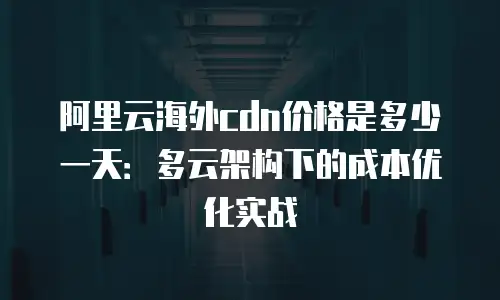 阿里云海外cdn价格是多少一天：多云架构下的成本优化实战