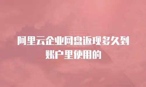 阿里云企业网盘返现多久到账户里使用的