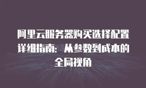 阿里云服务器购买选择配置详细指南：从参数到成本的全局视角