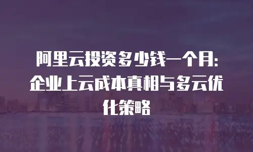 阿里云投资多少钱一个月：企业上云成本真相与多云优化策略