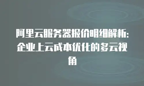阿里云服务器报价明细解析：企业上云成本优化的多云视角