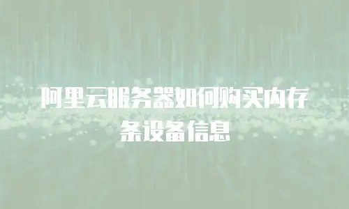 阿里云服务器如何购买内存条设备信息
