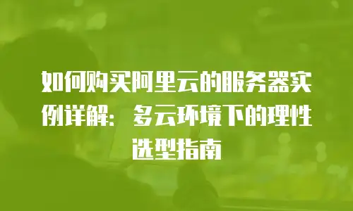 如何购买阿里云的服务器实例详解：多云环境下的理性选型指南