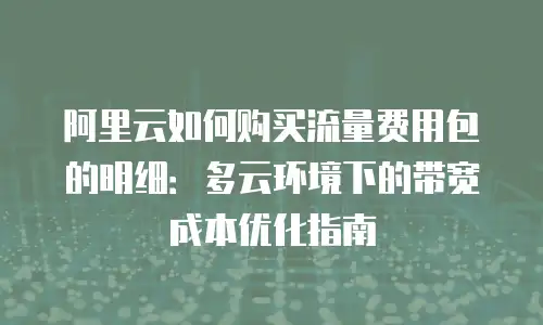 阿里云如何购买流量费用包的明细：多云环境下的带宽成本优化指南