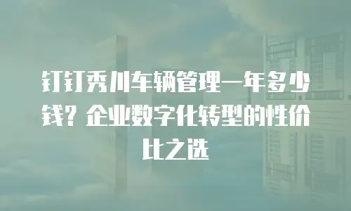 钉钉秀川车辆管理一年多少钱？企业数字化转型的性价比之选