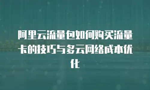阿里云流量包如何购买流量卡的技巧与多云网络成本优化