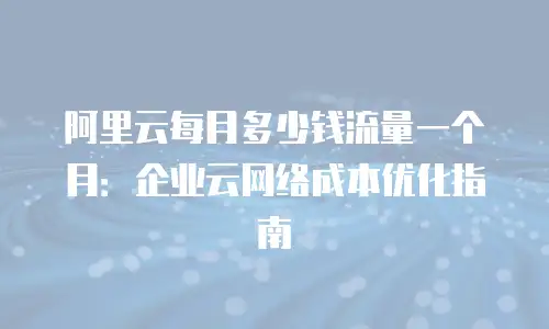 阿里云每月多少钱流量一个月：企业云网络成本优化指南