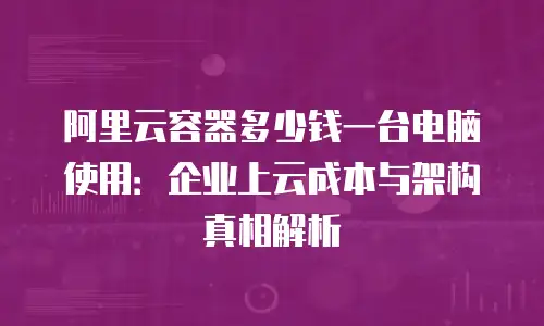 阿里云容器多少钱一台电脑使用：企业上云成本与架构真相解析