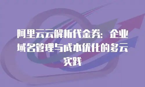 阿里云云解析代金券：企业域名管理与成本优化的多云实践