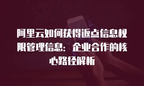 阿里云如何获得返点信息权限管理信息：企业合作的核心路径解析