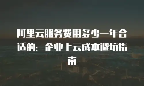 阿里云服务费用多少一年合适的：企业上云成本避坑指南