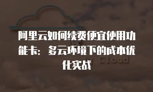 阿里云如何续费便宜使用功能卡：多云环境下的成本优化实战