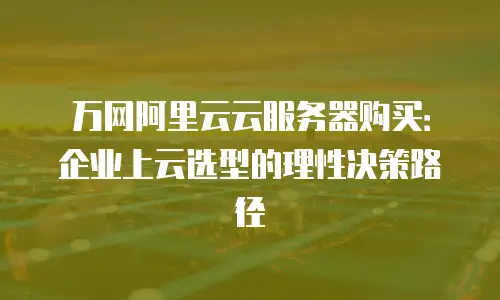 万网阿里云云服务器购买：企业上云选型的理性决策路径