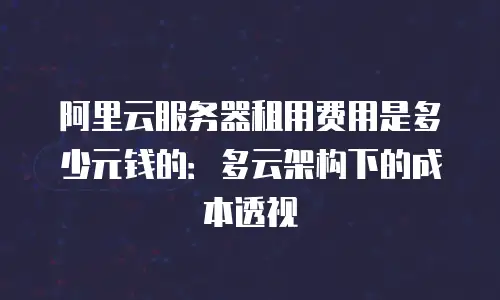 阿里云服务器租用费用是多少元钱的：多云架构下的成本透视