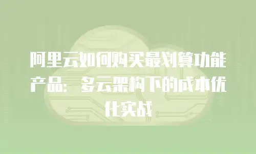 阿里云如何购买最划算功能产品：多云架构下的成本优化实战