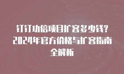 钉钉功倍项目扩容多少钱？2024年官方价格与扩容指南全解析