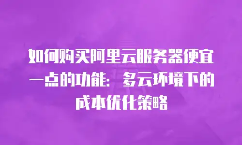如何购买阿里云服务器便宜一点的功能：多云环境下的成本优化策略