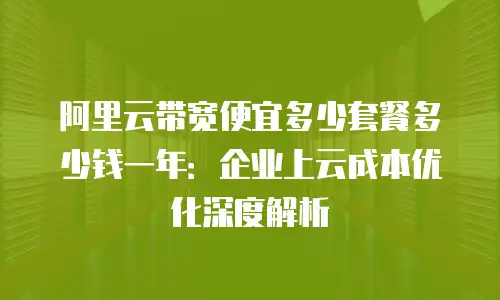 阿里云带宽便宜多少套餐多少钱一年：企业上云成本优化深度解析