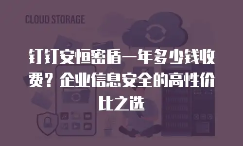 钉钉安恒密盾一年多少钱收费？企业信息安全的高性价比之选