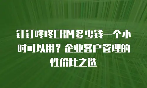 钉钉咚咚CRM多少钱一个小时可以用？企业客户管理的性价比之选