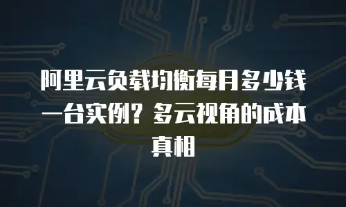 阿里云负载均衡每月多少钱一台实例？多云视角的成本真相
