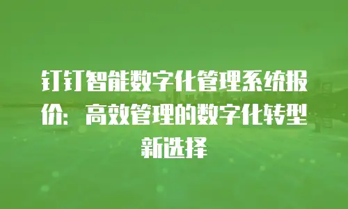 钉钉智能数字化管理系统报价：高效管理的数字化转型新选择