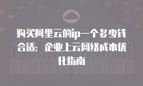 购买阿里云的ip一个多少钱合适：企业上云网络成本优化指南