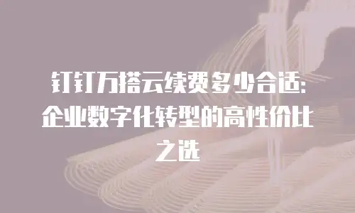 钉钉万搭云续费多少合适：企业数字化转型的高性价比之选