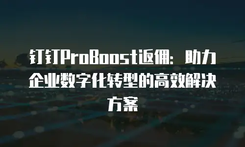 钉钉ProBoost返佣：助力企业数字化转型的高效解决方案