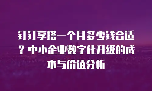 钉钉享搭一个月多少钱合适？中小企业数字化升级的成本与价值分析